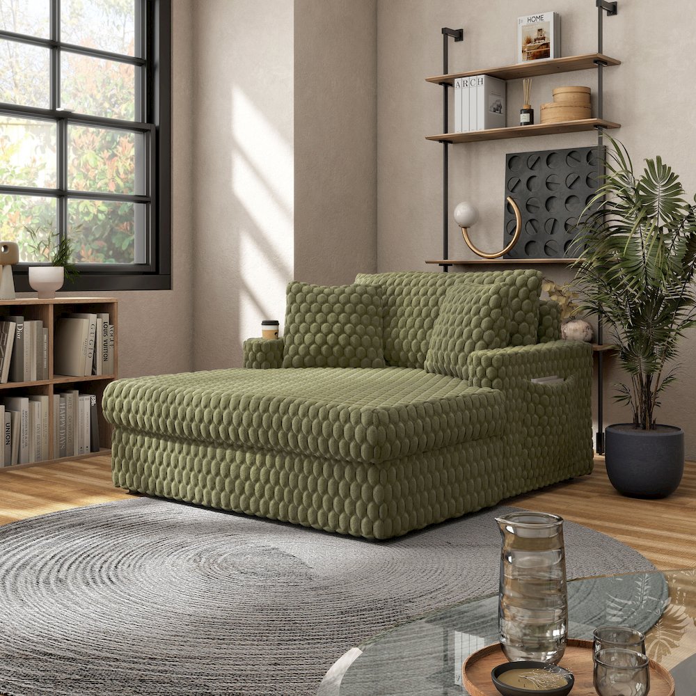 Dresdan Fabric 2-Arm Oversized Chaise