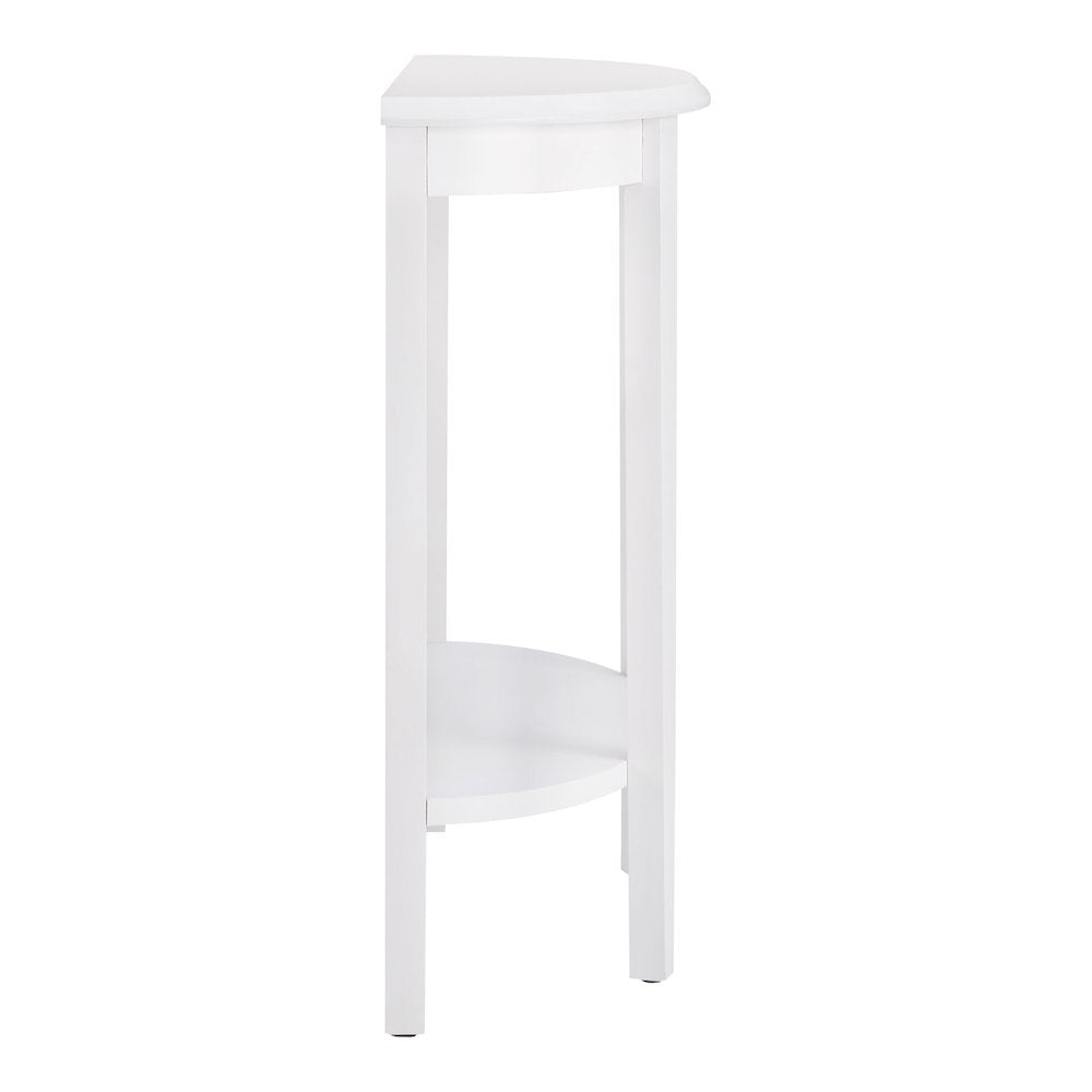 Eski Wood Console Table with Bottom Shelf in White