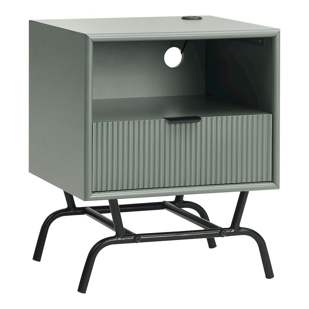 Gleb Wood Storage End Table with USB Port