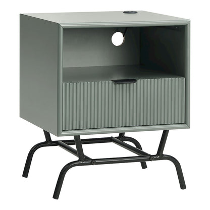 Gleb Wood Storage End Table with USB Port