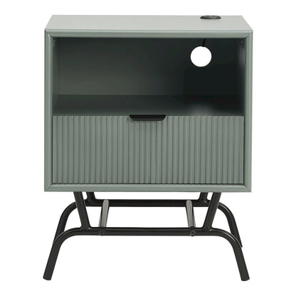 Gleb Wood Storage End Table with USB Port