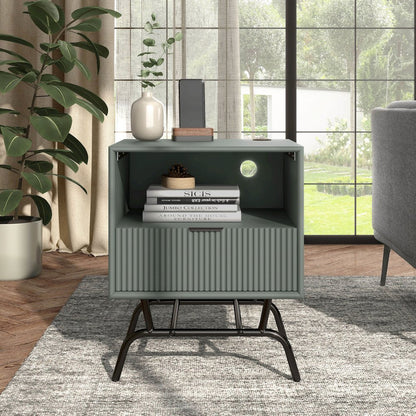 Gleb Wood Storage End Table with USB Port