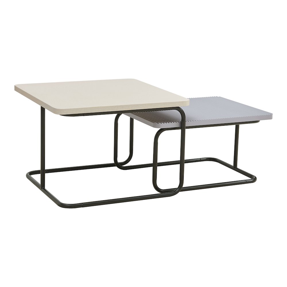 Torra Wood 2-Piece Nesting Coffee Table, Cream Weave