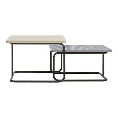 Torra Wood 2-Piece Nesting Coffee Table, Cream Weave