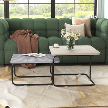 Torra Wood 2-Piece Nesting Coffee Table, Cream Weave