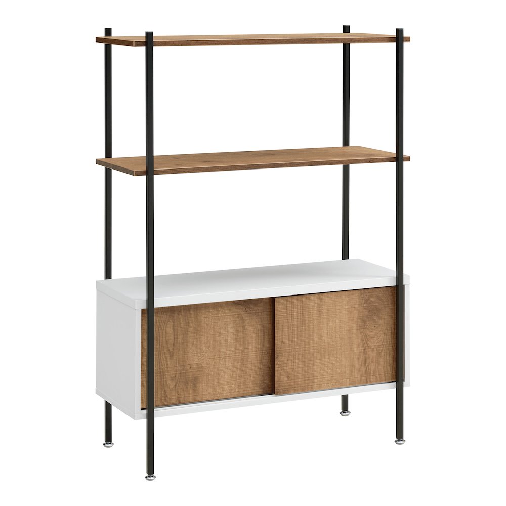 Milan White and Distressed Oak 3-Shelf Accent Bookcase