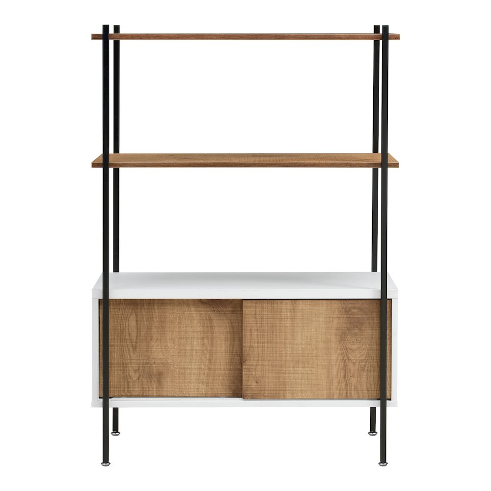 Milan White and Distressed Oak 3-Shelf Accent Bookcase