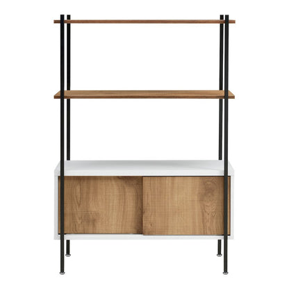 Milan White and Distressed Oak 3-Shelf Accent Bookcase
