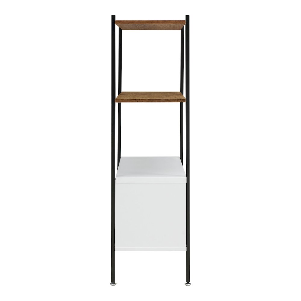 Milan White and Distressed Oak 3-Shelf Accent Bookcase