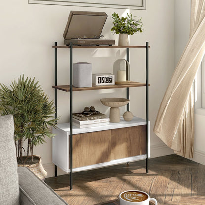 Milan White and Distressed Oak 3-Shelf Accent Bookcase