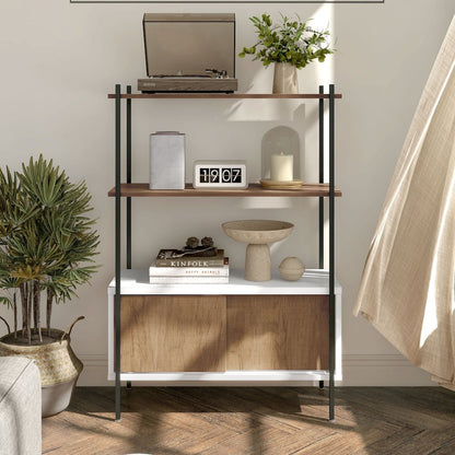 Milan White and Distressed Oak 3-Shelf Accent Bookcase