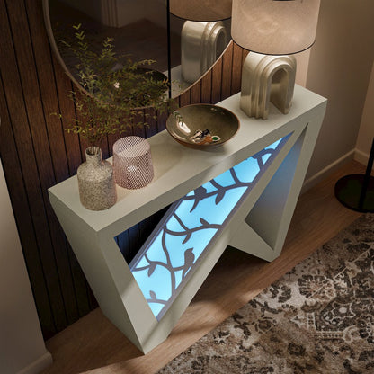 Wyll Contemporary Indoor LED Wood Console Table with Remote