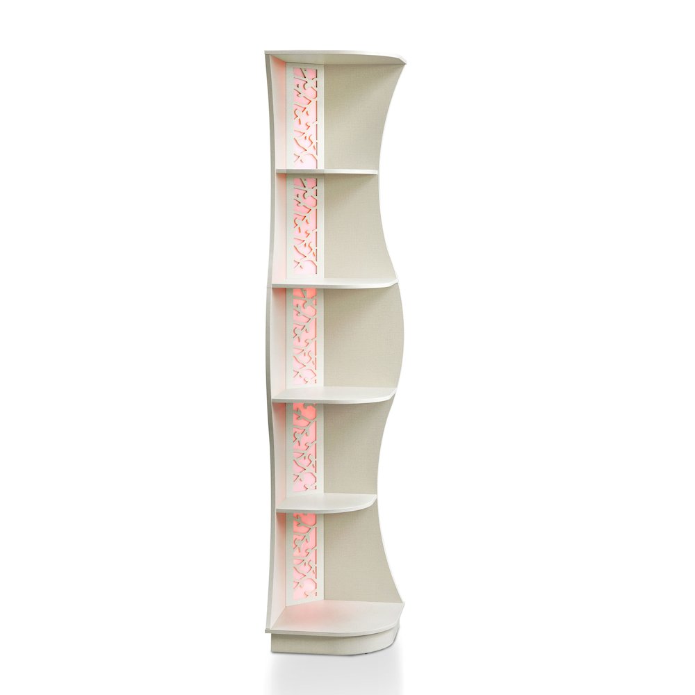 Wilton Contemporary 5-Shelf Corner Bookcase with LED Light