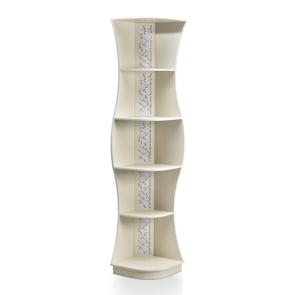 Wilton Contemporary 5-Shelf Corner Bookcase with LED Light