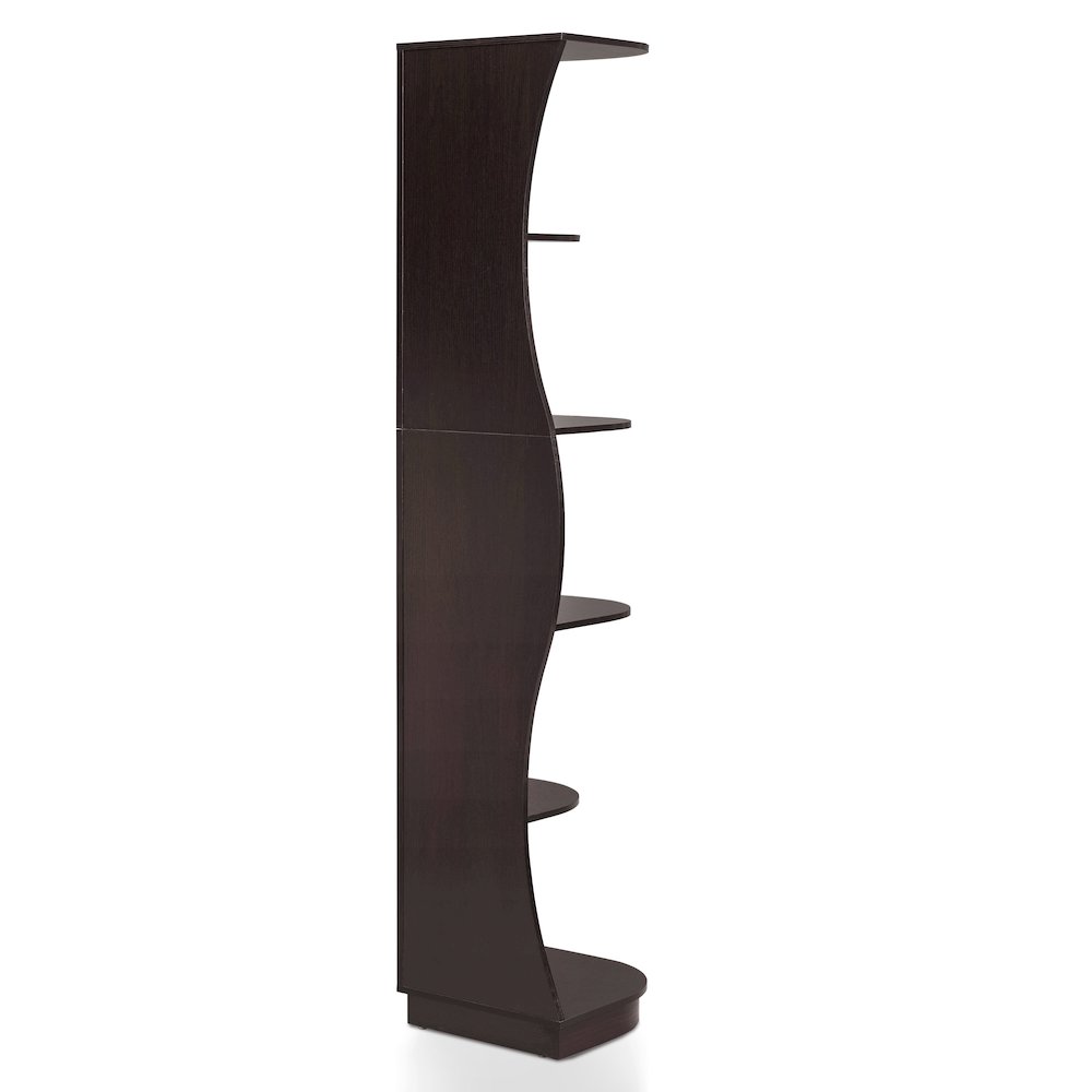 Wilton Contemporary 5-Shelf Corner Bookcase with LED Light