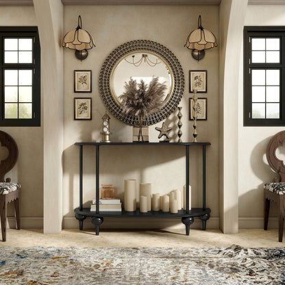 Soela Half Moon Composite Console Table with Shelf