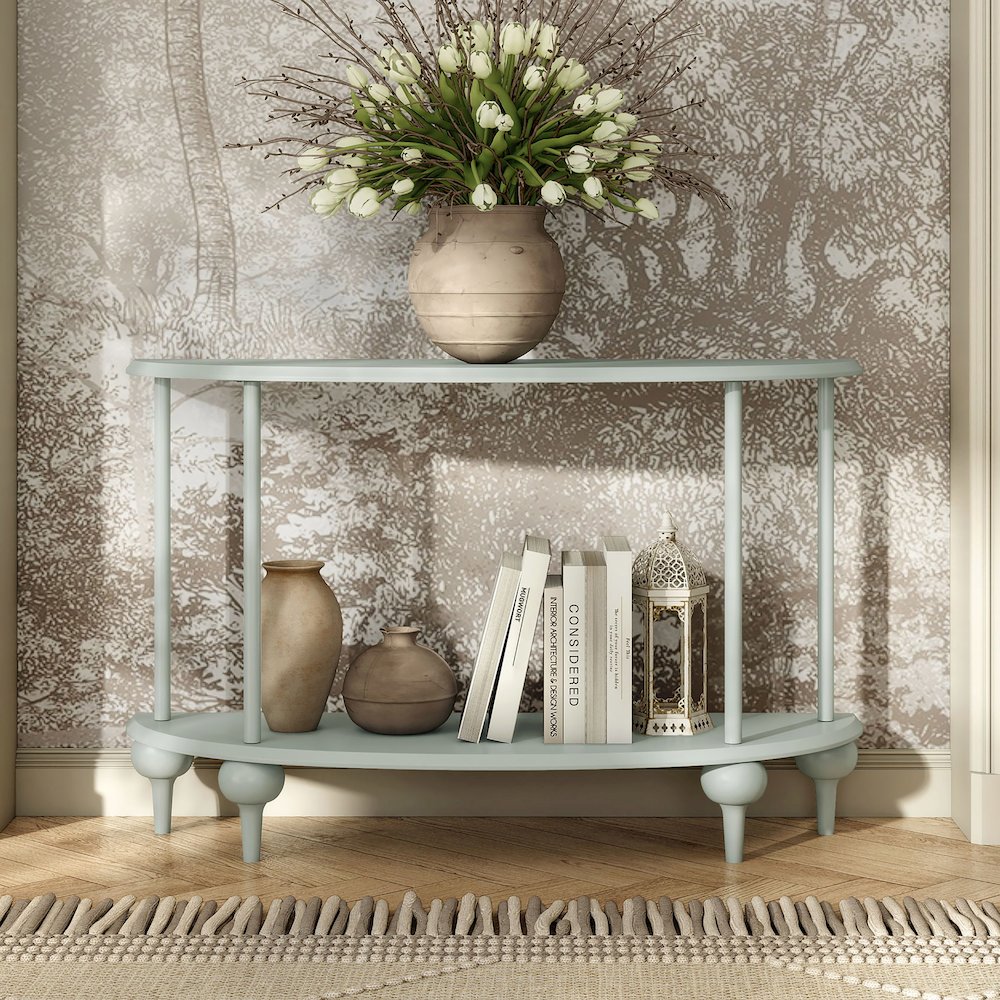 Soela Half Moon Composite Console Table with Shelf