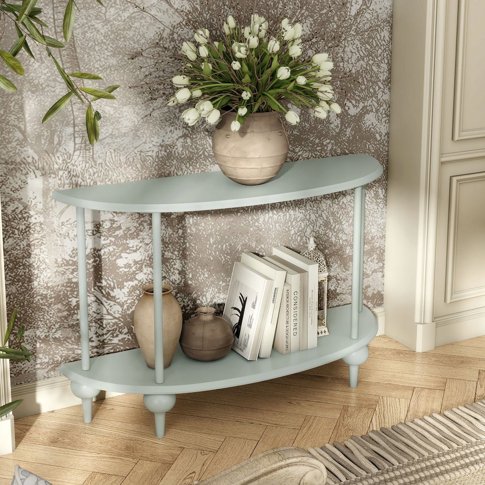 Soela Half Moon Composite Console Table with Shelf
