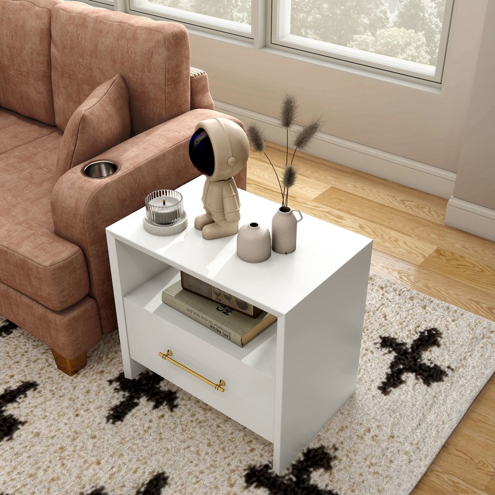 Elvora Modern Wood 1-Drawer and 1-Shelf End Table