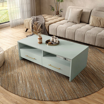 Elvora Modern Wood 2-Drawer and 2-Shelf Coffee Table