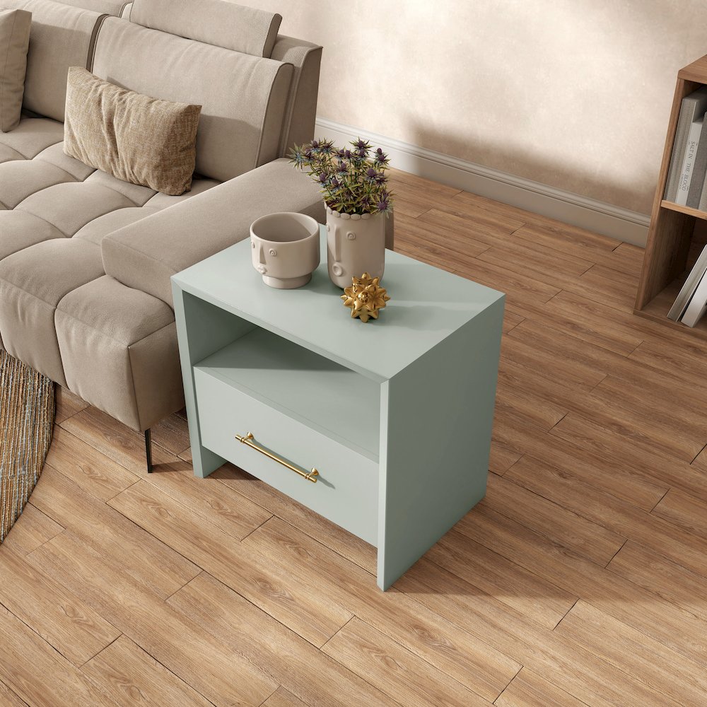 Elvora Modern Wood 1-Drawer and 1-Shelf End Table
