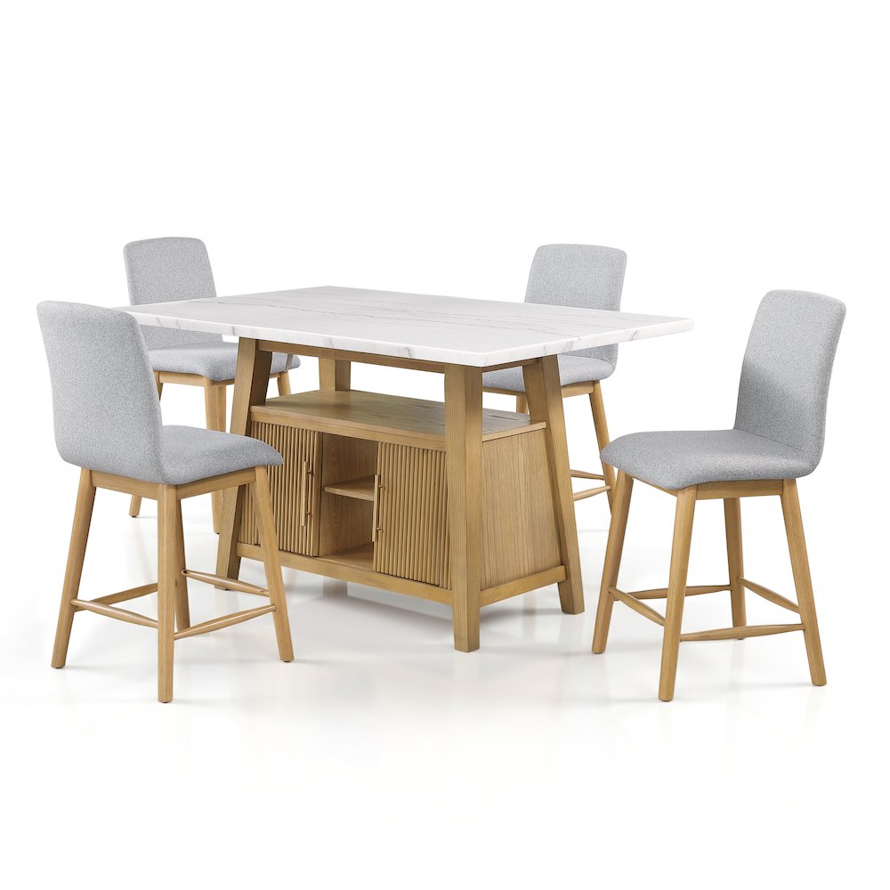 Uvian Solid Wood 5-Piece Counter Height Dining Table Set