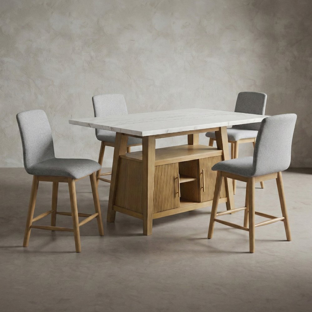 Uvian Solid Wood 5-Piece Counter Height Dining Table Set