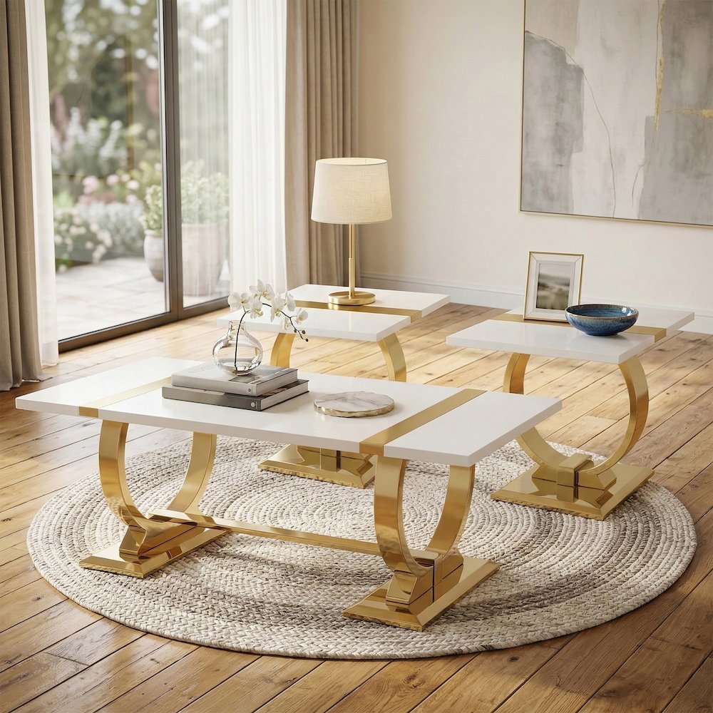 Wellit O-Shaped 2-Piece Coffee Table Set