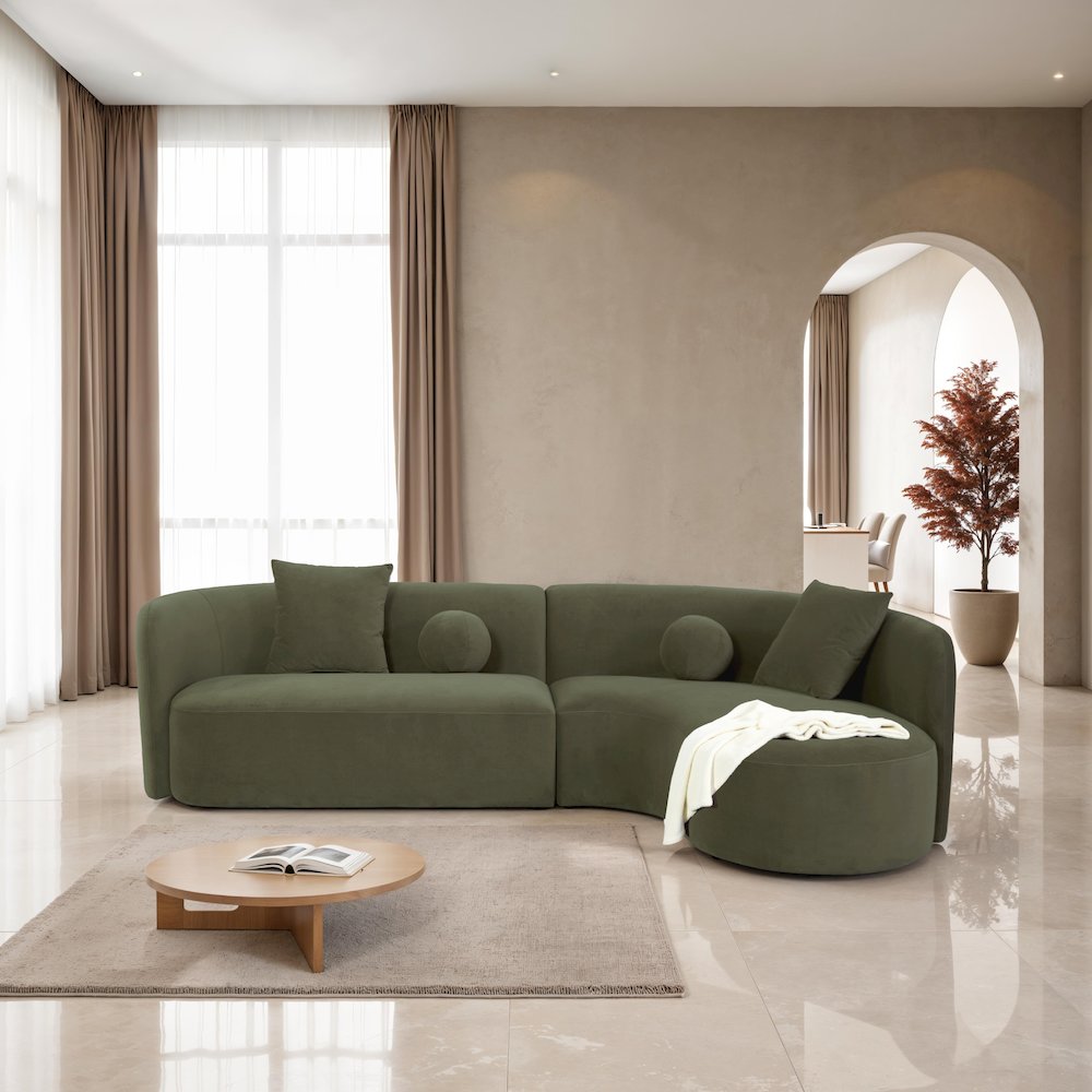 Auen High Density Foam Sinuous Spring Chenille Sectional