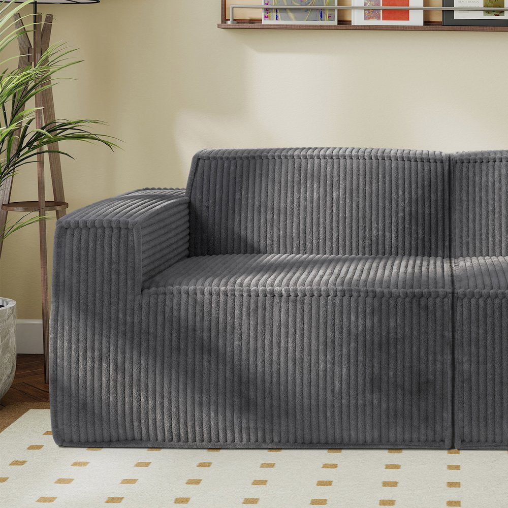 Navir Chenille Foam Left Modular Compressed Sofa Chair