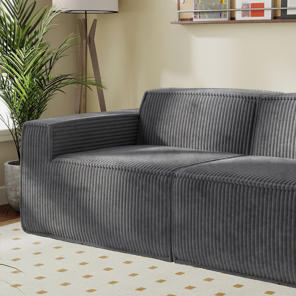 Navir Chenille Foam Left Modular Compressed Sofa Chair