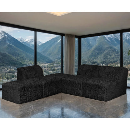 Getty 5-Piece Faux Fur Foam Modular Armless Sectional Sofa