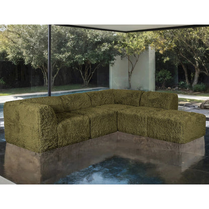 Getty 5-Piece Faux Fur Modular Sectional Sofa with Ottoman