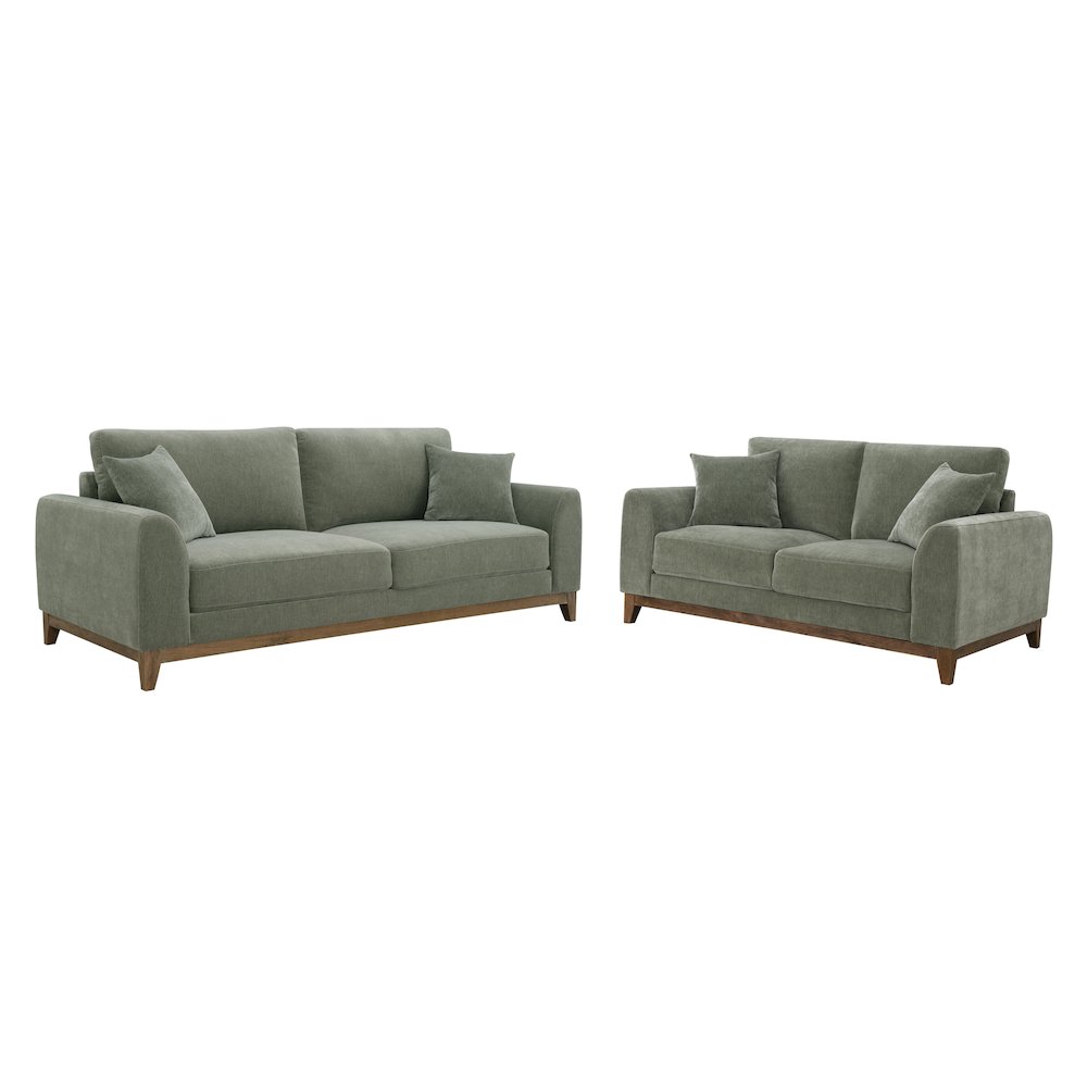 Naria 2-Piece Chenille Upholstered Sofa Set with Pillows