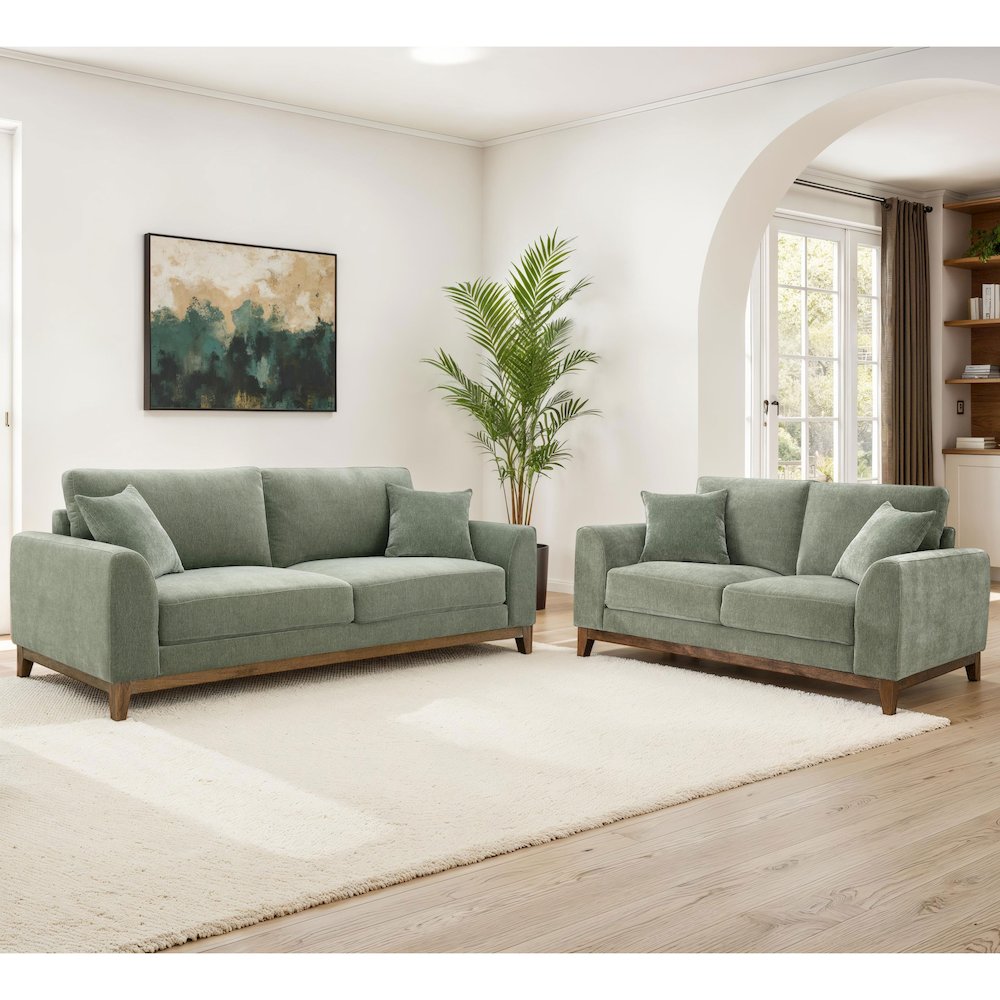 Naria 2-Piece Chenille Upholstered Sofa Set with Pillows