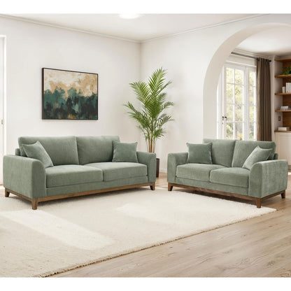 Naria 2-Piece Chenille Upholstered Sofa Set with Pillows