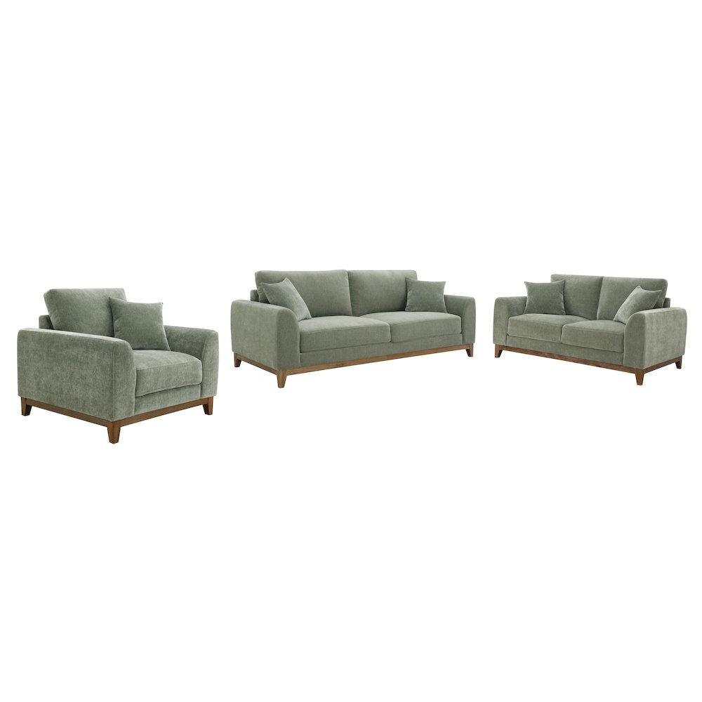 Naria 3-Piece Chenille Upholstered Sofa Set with Pillows