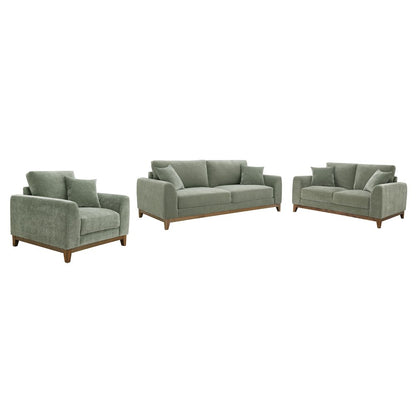 Naria 3-Piece Chenille Upholstered Sofa Set with Pillows