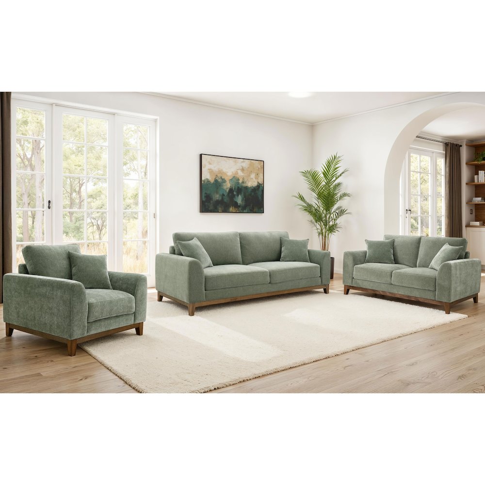 Naria 3-Piece Chenille Upholstered Sofa Set with Pillows