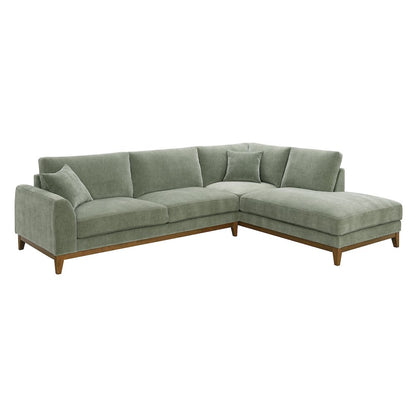 Naria Chenille Right-Chaise Sectional with Throw Pillows