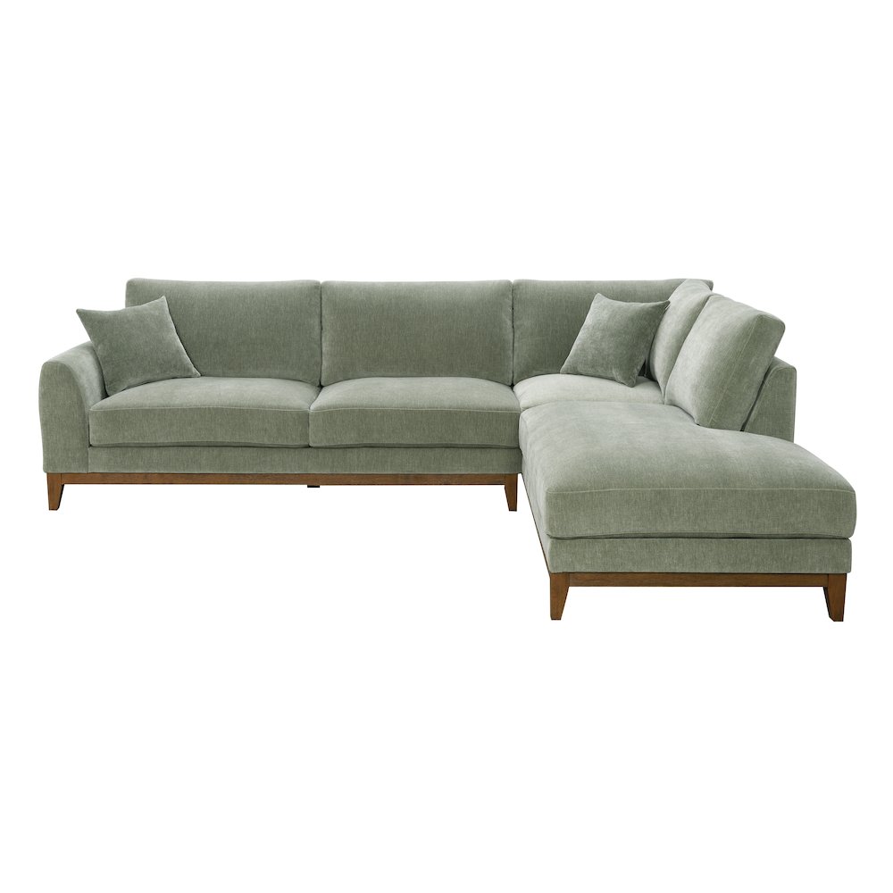 Naria Chenille Right-Chaise Sectional with Throw Pillows