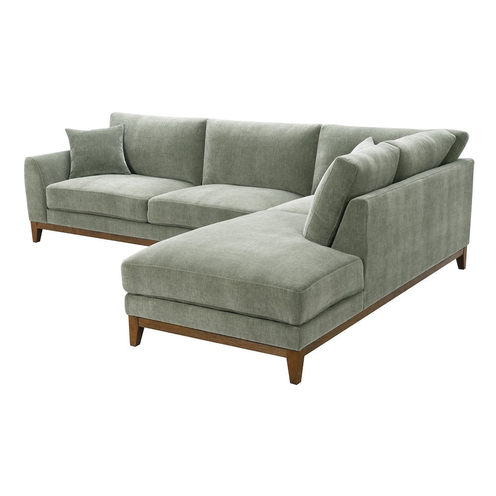 Naria Chenille Right-Chaise Sectional with Throw Pillows