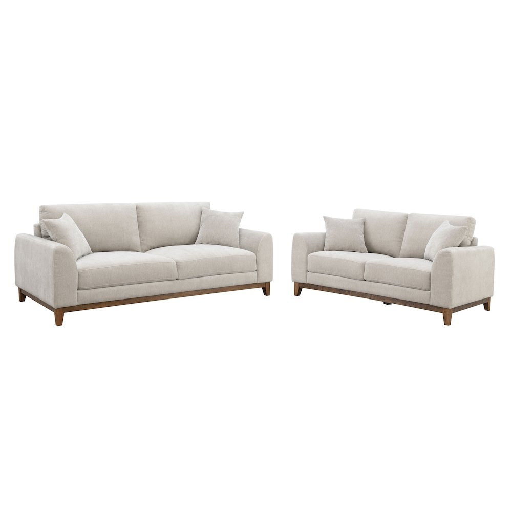 Naria 2-Piece Chenille Upholstered Sofa Set with Pillows