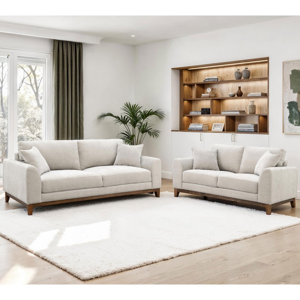 Naria 2-Piece Chenille Upholstered Sofa Set with Pillows