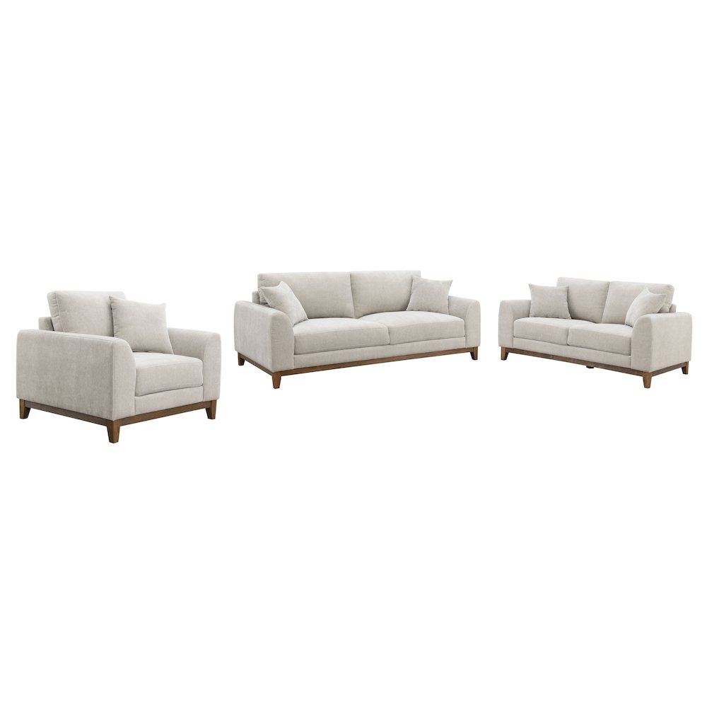 Naria 3-Piece Chenille Upholstered Sofa Set with Pillows