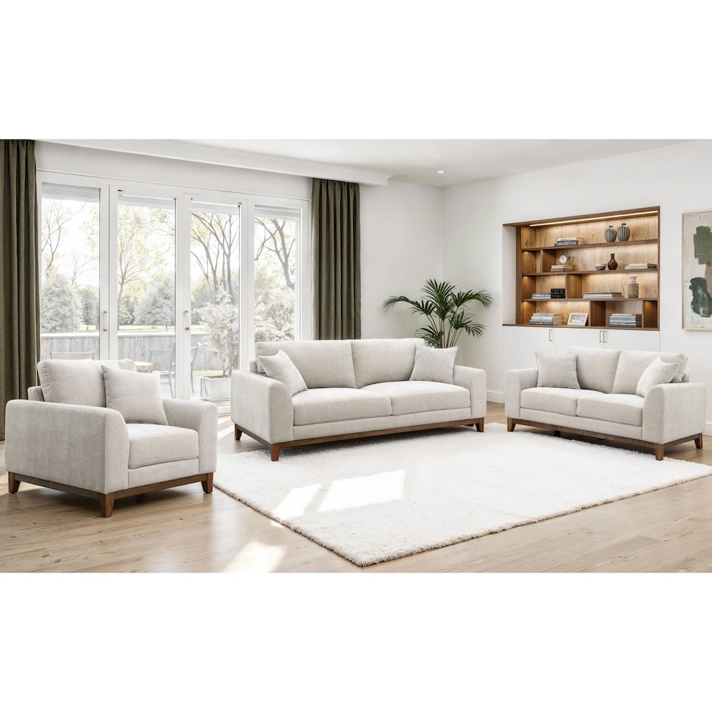 Naria 3-Piece Chenille Upholstered Sofa Set with Pillows