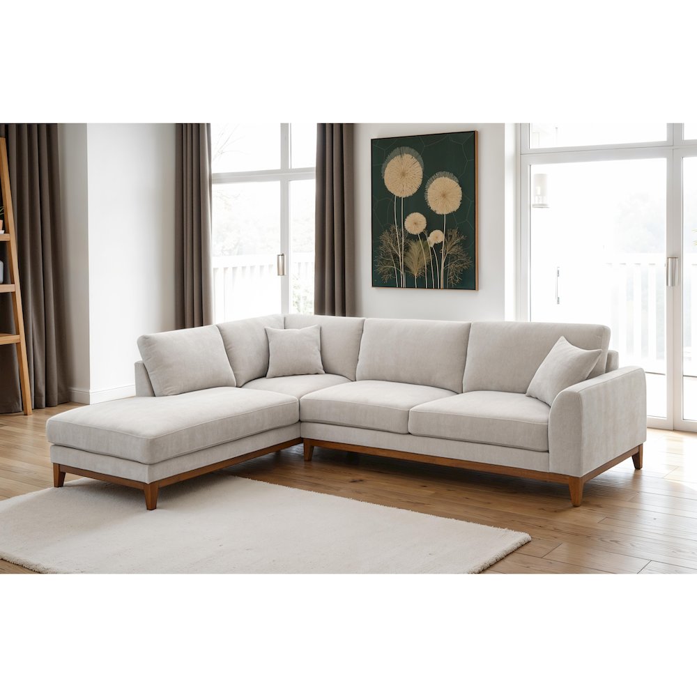 Naria Chenille Left-Chaise Sectional with Throw Pillows