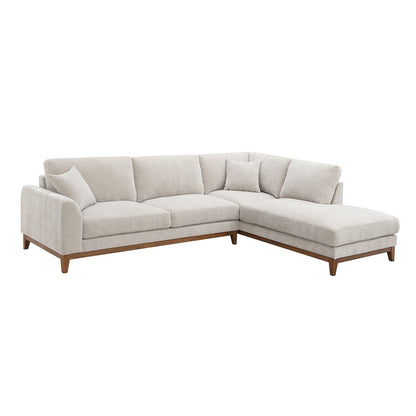 Naria Chenille Right-Chaise Sectional with Throw Pillows