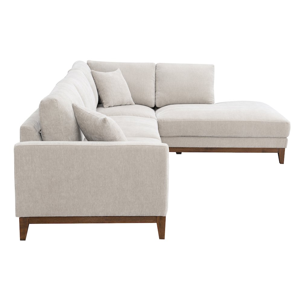 Naria Chenille Right-Chaise Sectional with Throw Pillows