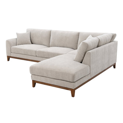Naria Chenille Right-Chaise Sectional with Throw Pillows